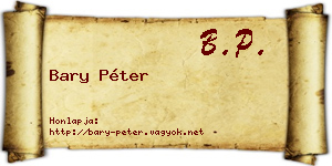 Bary Péter névjegykártya